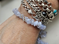 Blauwe chalcedoon split armband